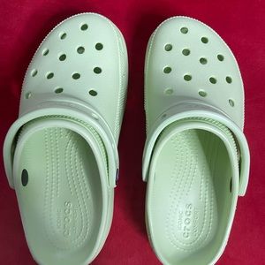 LIME GREEN PLATFORM CROCS